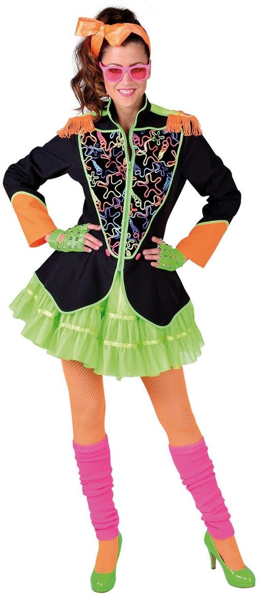 Circus Kostuum | Popartiest Jaren 80 Neon Jas Vrouw | XL | Carnaval kostuum | Verkleedkleding